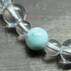 画像4: 蓄光*ホタルガラスｘ水晶ｘラリマーブレスレット　