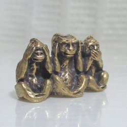 画像2: 真鍮製　三猿　１．６センチ　豆像・風水