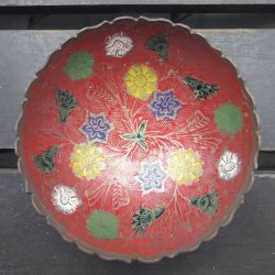 画像2: 真鍮製*彩色供物皿　14.3センチ(赤)