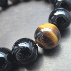 画像2: 12ミリ玉 ルチルクォーツｘタイガーアイｘオニキスｘ水晶ブレスレット