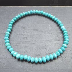 画像1: 4ミリ幅カット マグネサイトターコイズブレスレット