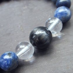 画像2: ソーダライトｘホークアイｘ水晶ブレスレット