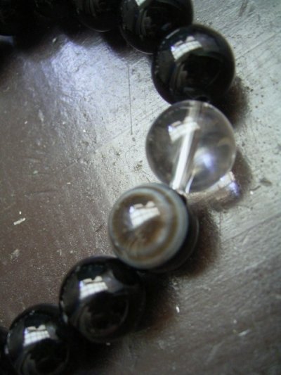 画像2: 龍彫水晶ｘ黒水晶・モリオンｘ天眼石ｘ水晶ブレスレット