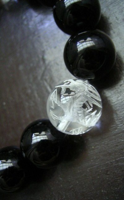 画像1: 龍彫水晶ｘ黒水晶・モリオンｘ天眼石ｘ水晶ブレスレット