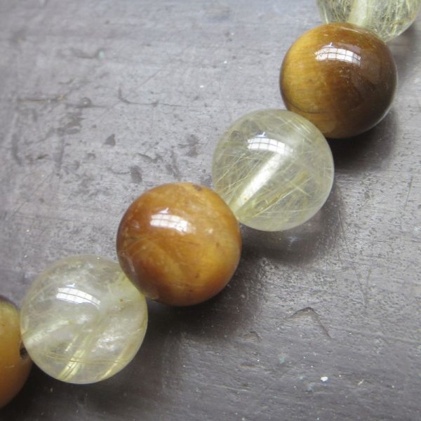 画像3: 8ミリ玉　ルチルクォーツｘタイガーアイブレスレット (3)