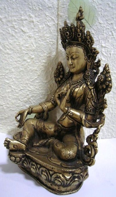 真鍮製 ターラー菩薩像 ３１．２センチ - ターラー