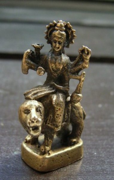 画像1: 真鍮製　ドゥルガー　豆仏像 (1)