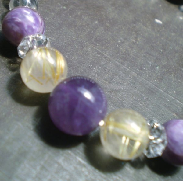 画像2: ☆第７チャクラ活性☆ゴールド・パープル*ブレスレット (2)