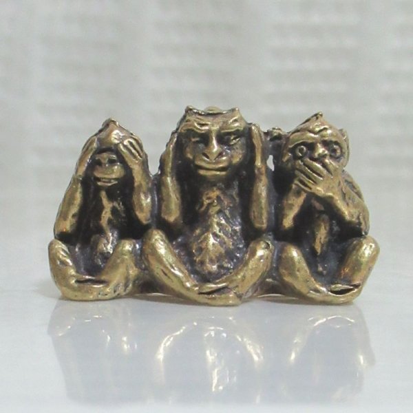 画像1: 真鍮製　三猿　１．６センチ　豆像・風水 (1)