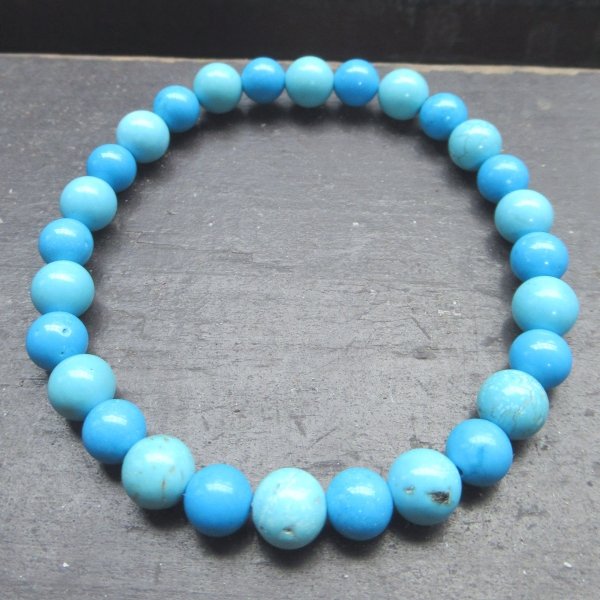 画像1: 6ミリ玉 マグネサイトターコイズブレスレット (1)