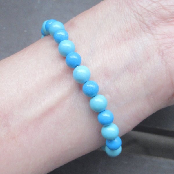 画像3: 6ミリ玉 マグネサイトターコイズブレスレット (3)